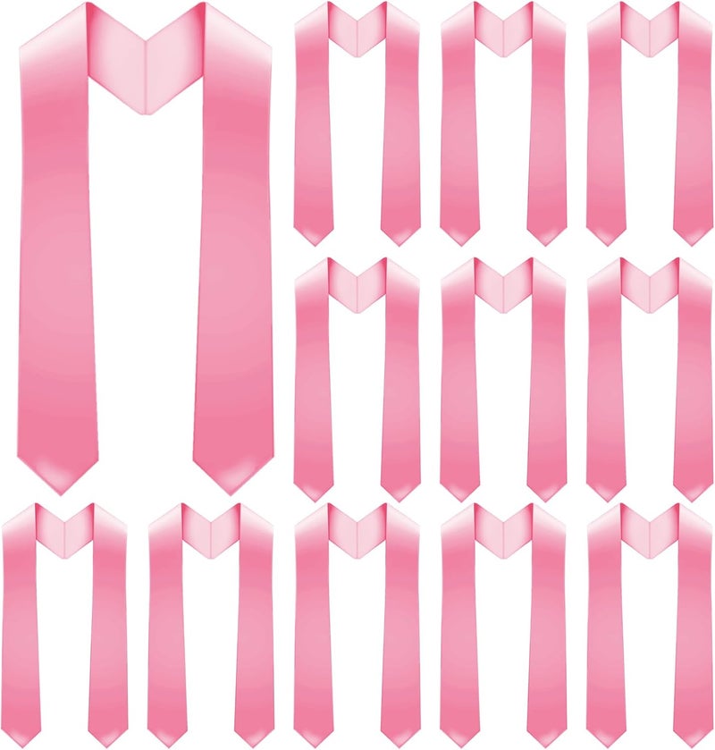 Geyoga 12 Pieces Unisex Graduation Stole Bulk Sublimation Blank Grad Sash Plain Graduate Honor Stole, 70 Inches (Pink) - Image 1